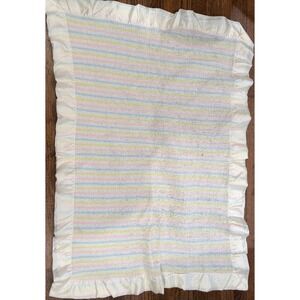 Unbranded Baby Blanket Unisex OS Pastel Rainbow Good Vintage Satin Ruffle Knit